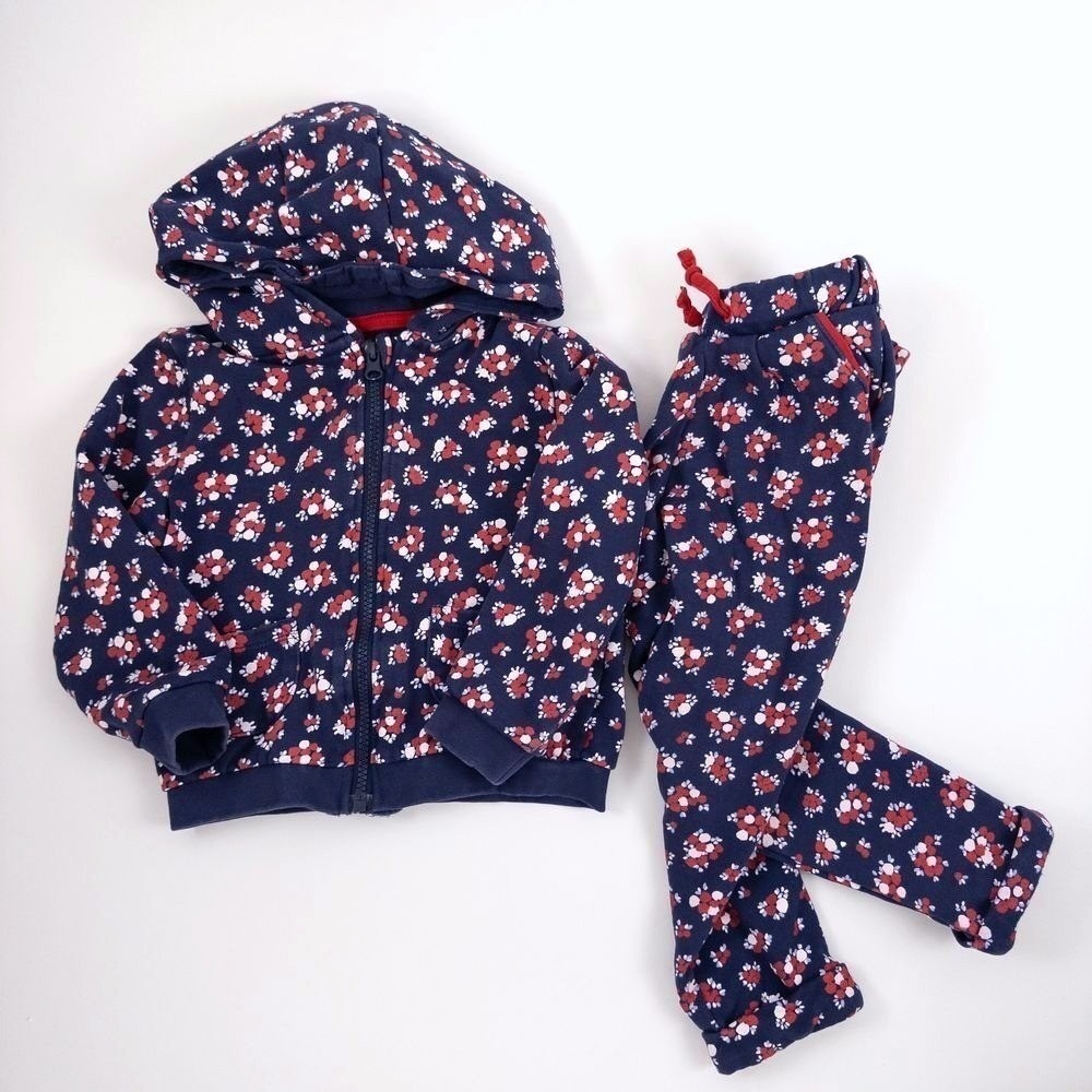 Sergent Major Floral Hoodie Jogger Set Navy Blue Red Flower Kids‎ 2T